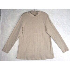 Isaac Mizrahi Live! Essentials Pima Cotton Mock Neck Top Womens 1X Tan A343256